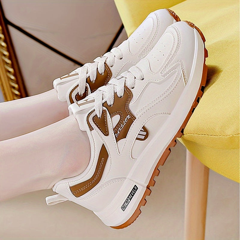 Women's lightweight lace-up sneakers with non-slip rubber sole, breathable fabric lining - versatile casual footwear for all seasons.