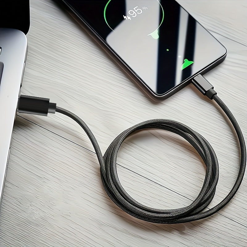 60W USB C to USB C Charging Cable for iPhone 15, Samsung, Xiaomi, Fast Charger, Male to Male Connector, Data Transmission, Nylon, Matte Finish, Round Shape, YHYXUIL Brand