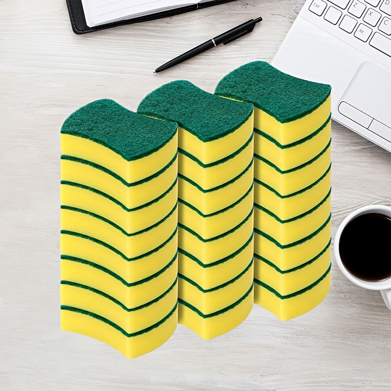 Multi-purpose cleaning sponges in packs of 10, 12, or 24 with dual-sided scrub pads. Made from premium material, these sponges are durable, scratch-free, and super absorbent. An essential cleaning tool for the kitchen, bathroom, outdoor areas, and