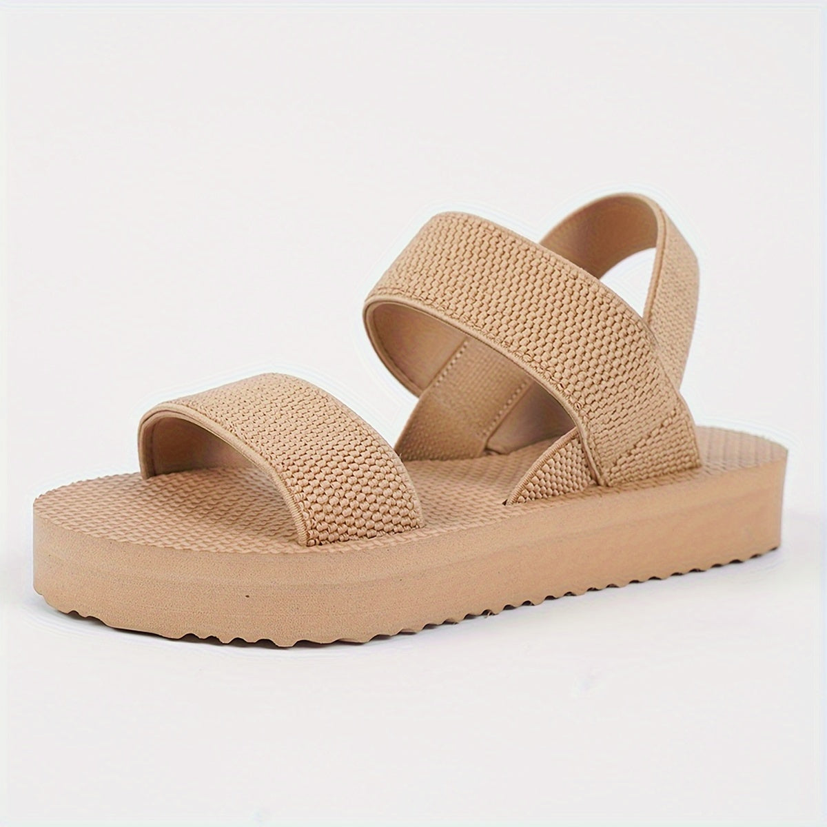 Summer flat slippers with elastic band for women with thick sole and fashionable design for outdoor wear.