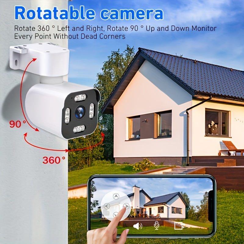 Teruhal Smart Outdoor Security Camera offers IP66 Waterproof Rating, 2.4G WiFi Connectivity, 360° Rotation Capability, Motion Detection Feature, Two-Way Audio Functionality, Night Vision Mode, and USB Power Option.