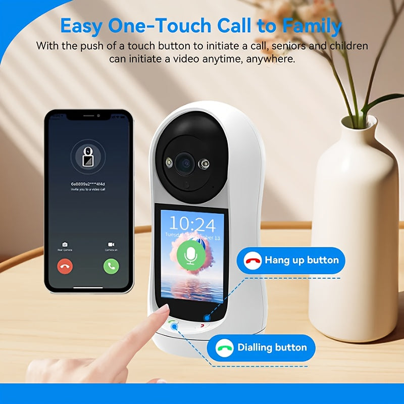 360° Smart Indoor Camera with 2-Way Audio, Portable Design & Built-in Light - Perfect for Monitoring Pets, Elderly & Nannies - USB Powered, WiFi Enabled, Bi-Directional Screen, Mobile App Integration