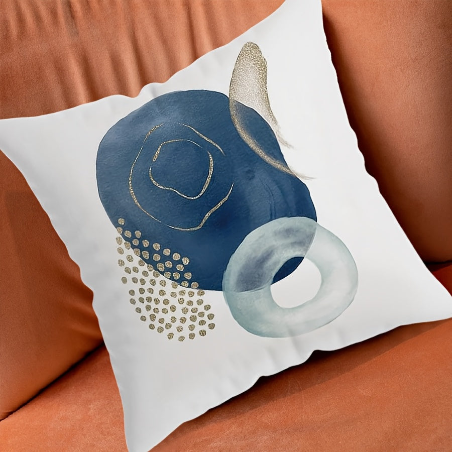 Add a stylish touch to your living space with the Chic Blue Geometric Throw Pillow Cover. This Abstract Boho Mid-Century Modern Design features a zip closure and is machine washable. Made of high-quality polyester, this cover measures 44.96x44.96 cm