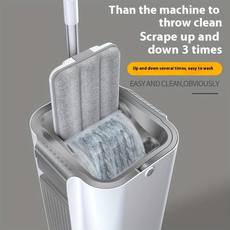 Thickened Lazy Mop Set with Bucket for Easy Cleaning - Suitable for Wet and Dry Use, Features Stainless Steel Handle and Durable ABS Material, Ideal for Cleaning Living Rooms