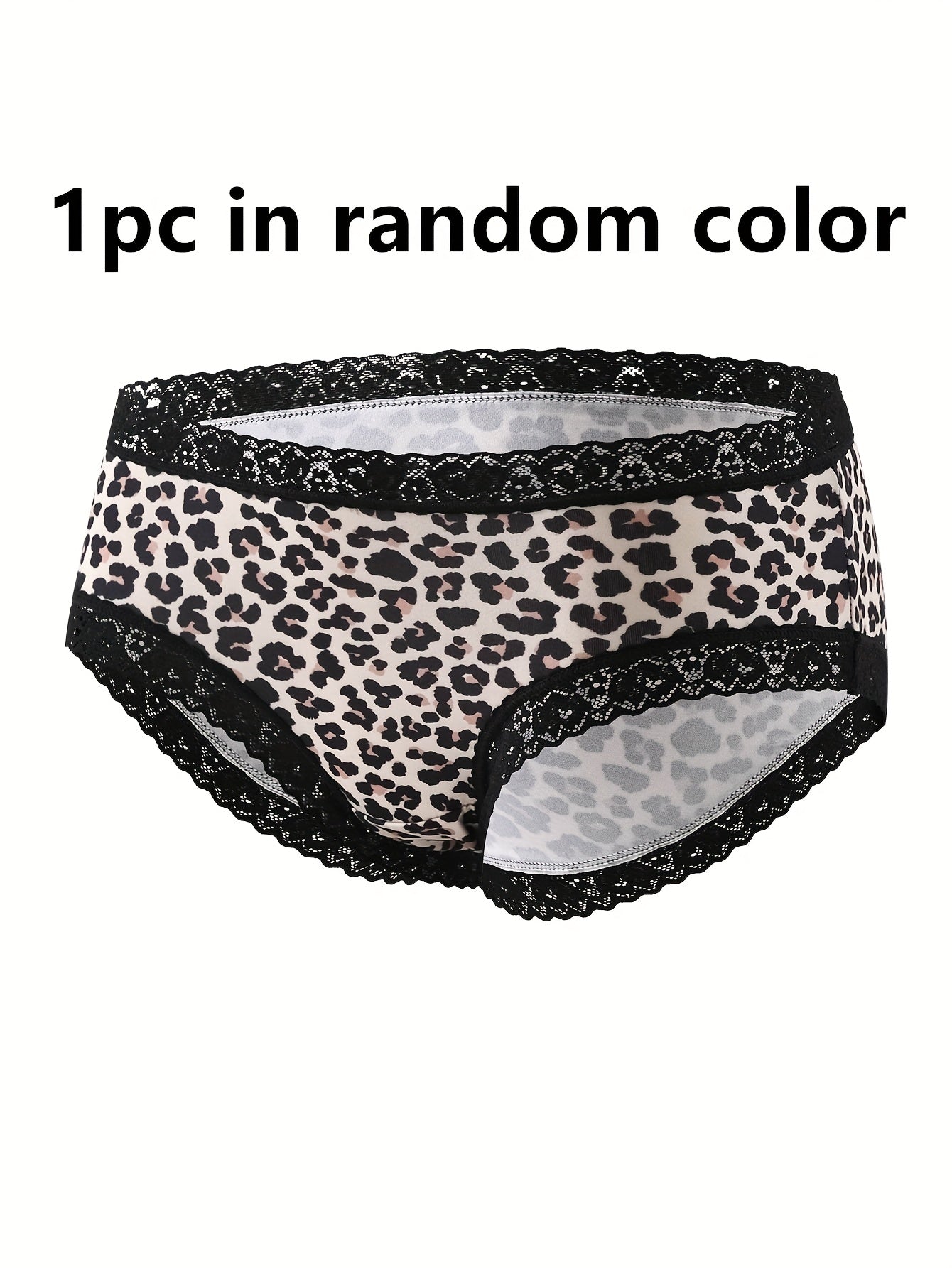 Mixed color leopard print low-rise lace women's panties.