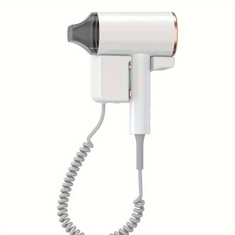 Wall-mounted hair dryer with high wind power for hotels and homestays, no punching required, stretchable wire.