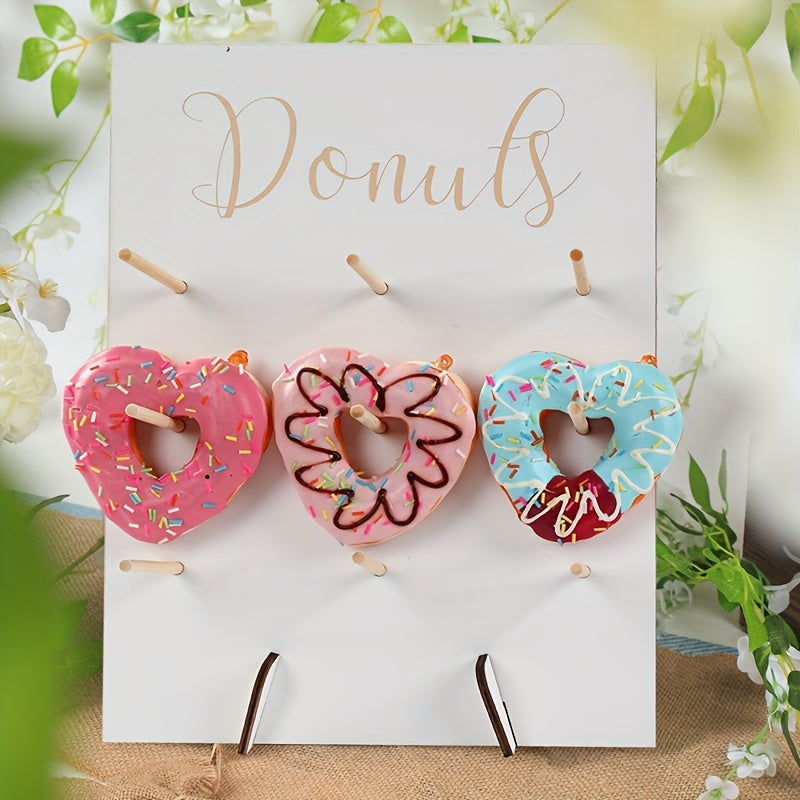 Wooden Donut Wall Stand - Perfect for Wedding Anniversaries, Birthdays, and Home Decor - Includes Dessert Shelf and Doughnut Storage Rack