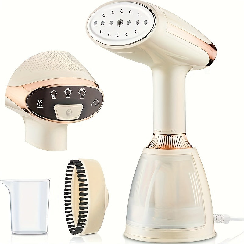 Portable 1500W garment steamer for 15-second rapid heating with powerful steam for deep penetration, ideal for removing wrinkles from fabrics.