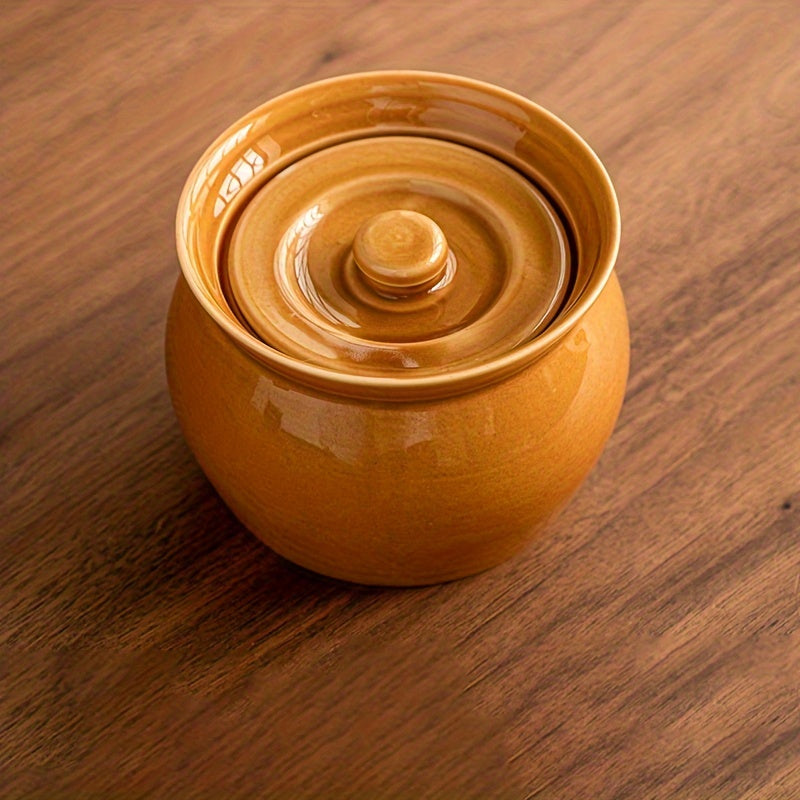 One-piece Traditional Ceramic Soup Pot with Lid - Oven Safe, Great for Stews & Soups, Perfect for Home Kitchens in the Fall Season.