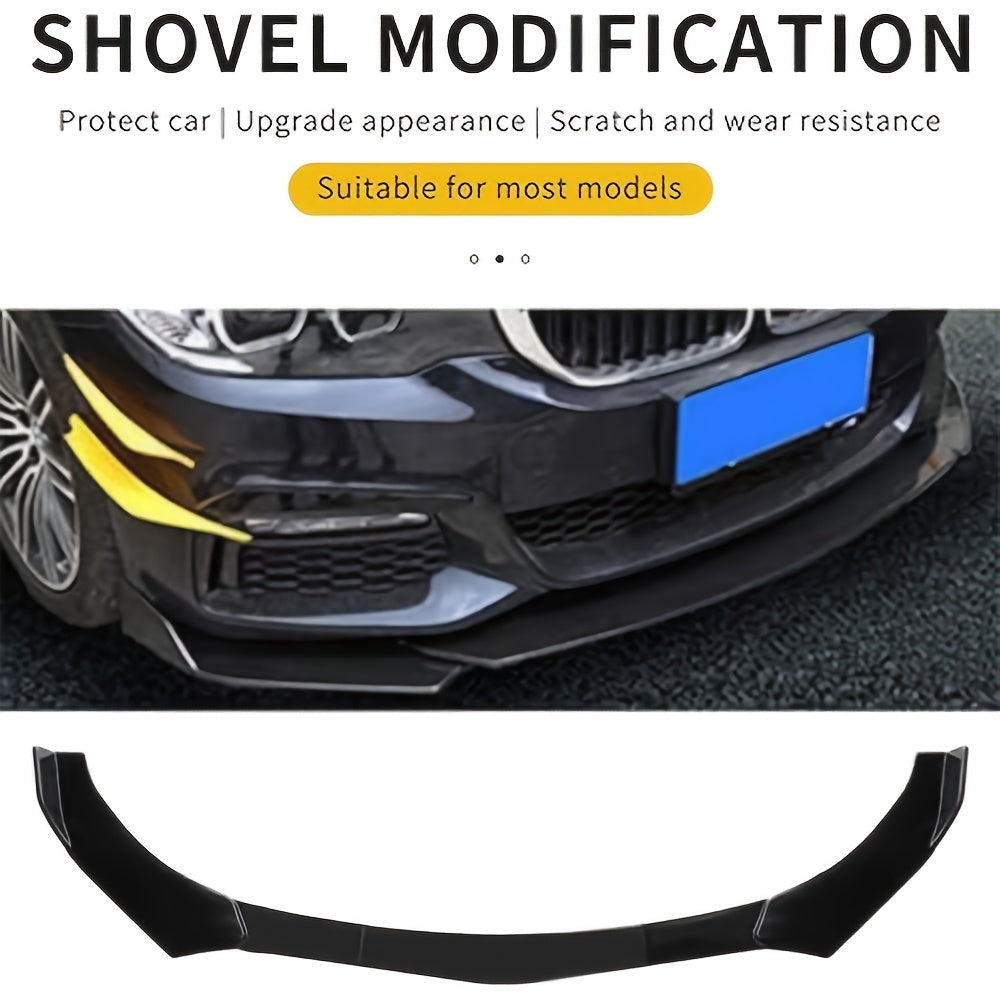 5 Glossy Black Polished PP Front Bumper Lip Splitter Spoiler Body Protection Kit, Universal Fit for Most Vehicles