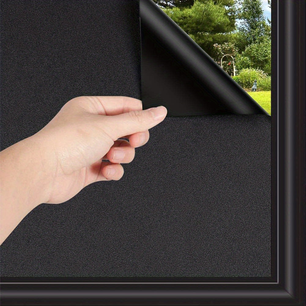 Black Frosted Privacy Glass Window Film for Thermal Insulation, Adhesive-Free, Opaque, Sun Protection, Window Decals, Ideal for Bedroom and Bathroom Doors, Easy to Apply Electrostatic Adsorption Home Decor Option.