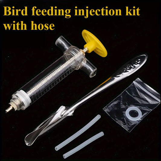 Sturdy ABS Bird Feeding Kit with Soft Tube - Ideal for Hand-Feeding Young Birds, Includes Measuring Cup & Spoon, Suitable for All Bird Species.