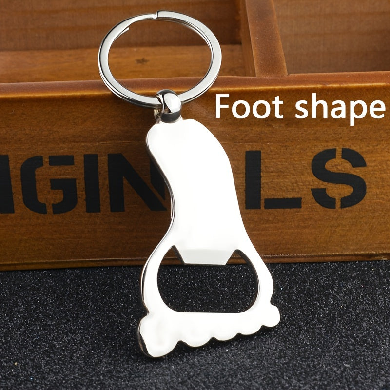 Multifunctional palm-shaped metal keychain bottle opener requires no power, suitable for kitchen and dining decor.