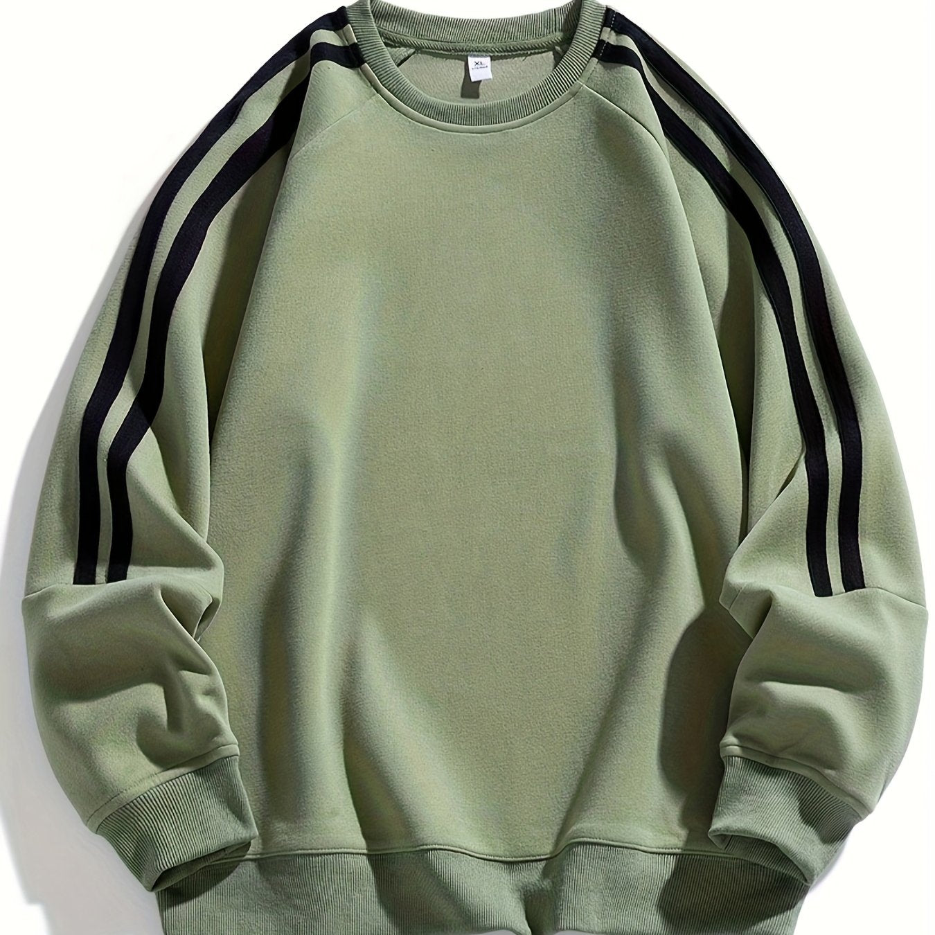 Men's side striped crewneck hoodie, comfortable and breathable, suitable for street and outdoor activities.