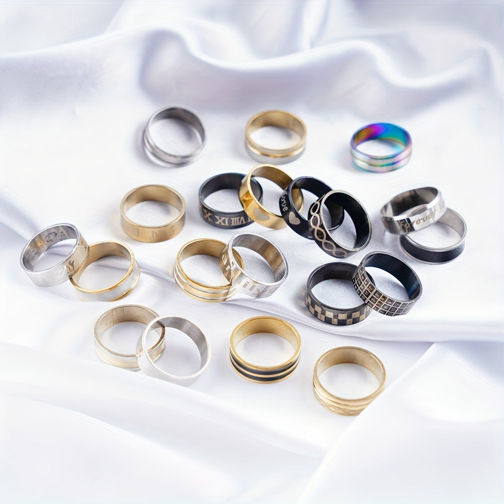 A lot of 100 Classic Simple Stainless Steel Rings for Women in Assorted Styles, Perfect for Jewelry Parties and Gifting