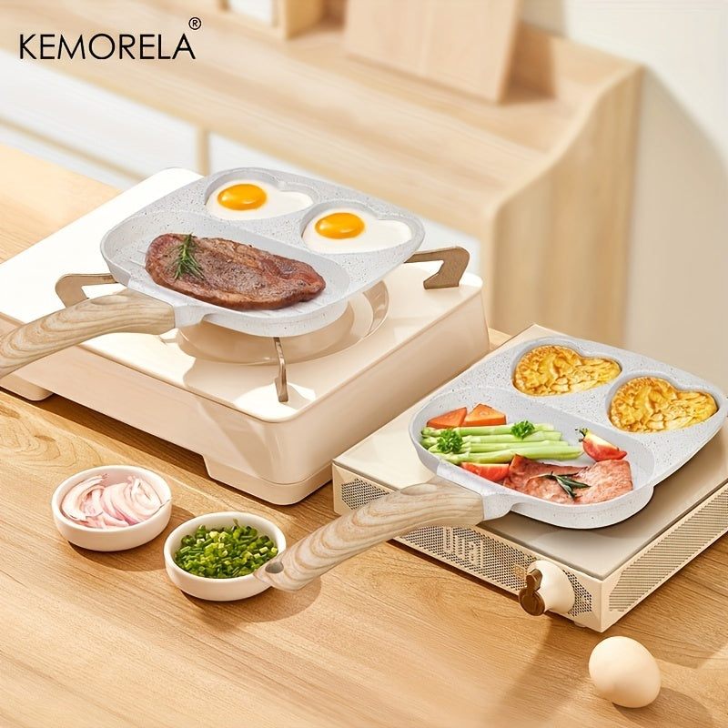 The KEMORELA 3-in-1 Non-Stick Medical Stone Skillet Set is ideal for cooking eggs, burgers, bacon, and omelets. It comes with BBQ tongs and a basting brush for convenient grilling. This set features a dishwasher-safe, multi-layer design and an aluminum