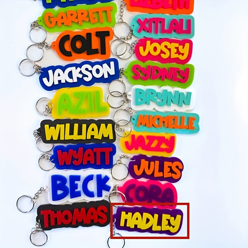 This Alphabet Themed Personalized Keyring is a custom acrylic name keychain that adds a unique charm to your backpack. Perfect for a school season gift, this single piece keychain is decorative and requires no power. Ideal for Christmas gifting.