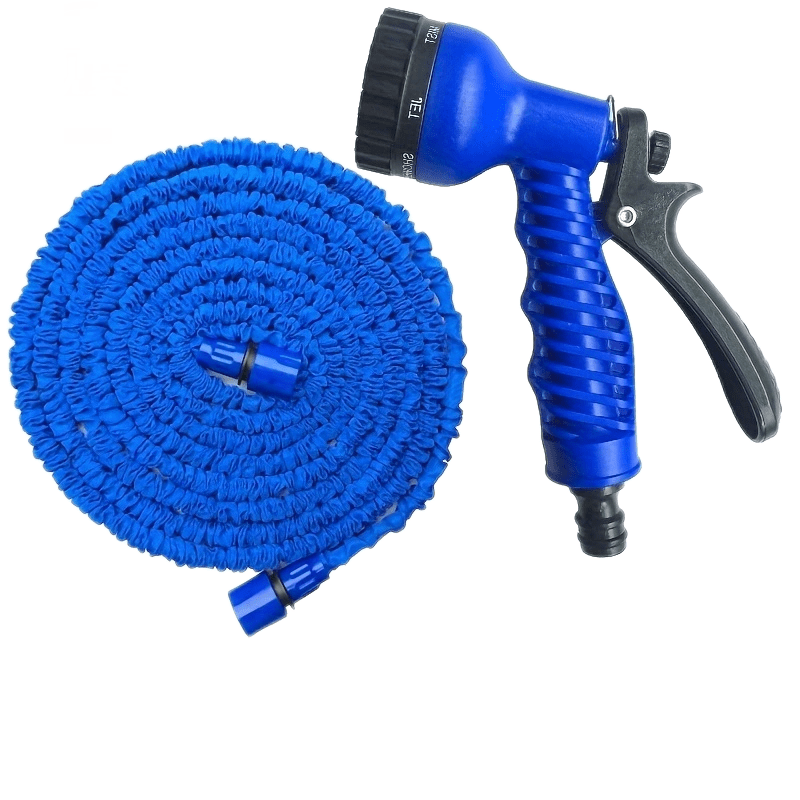 Durable and versatile, this expandable magic garden hose features a high-pressure, leak-proof and tangle-free design, perfect for car washes and watering needs. Comes with a multi-function