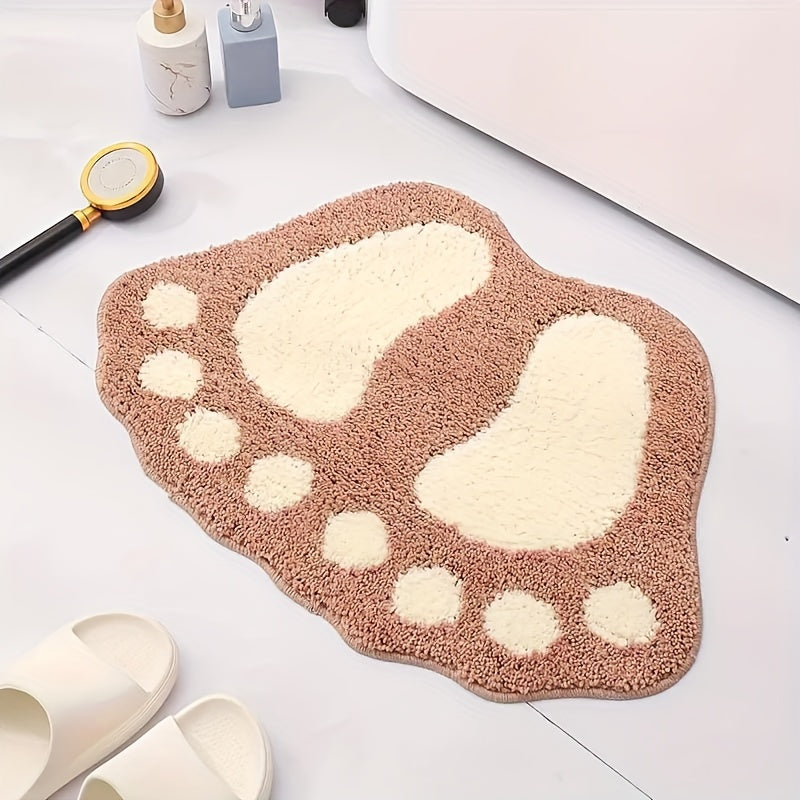 Paw Print Bathroom Floor Mat - Absorbent, Quick-Drying, and Non-Slip - Soft Kitchen Carpet Rug, Perfect for Bathroom, Bedroom, or Living Room - Ideal Home Decor and Bathroom Supplies