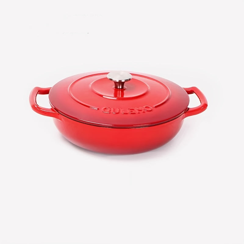 Versatile Kitchen Cookware: Enamel-Coated Stew Pot for Marinating, Cooking, Baking, Refrigerating, and Serving - Durable Cast Iron Dutch Oven with Lid