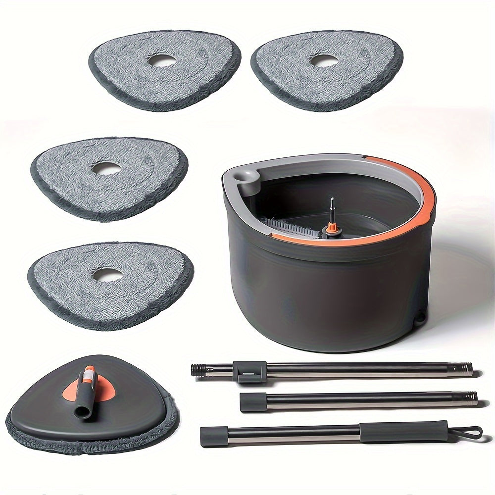 Get the Teardrop Mop and Bucket Set featuring a Rotatable Flat Mop equipped with a Self-Wringing System. This versatile set enables dual-use for both wet and dry floor cleaning. Made from durable Stainless Steel and Plastic Material, it is perfect for