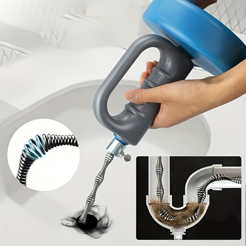 10.0m Flexible Spiral Wire Rod Drain Cleaner for kitchen & bathroom, Manual Plumbing Clog Remover - No Battery Needed