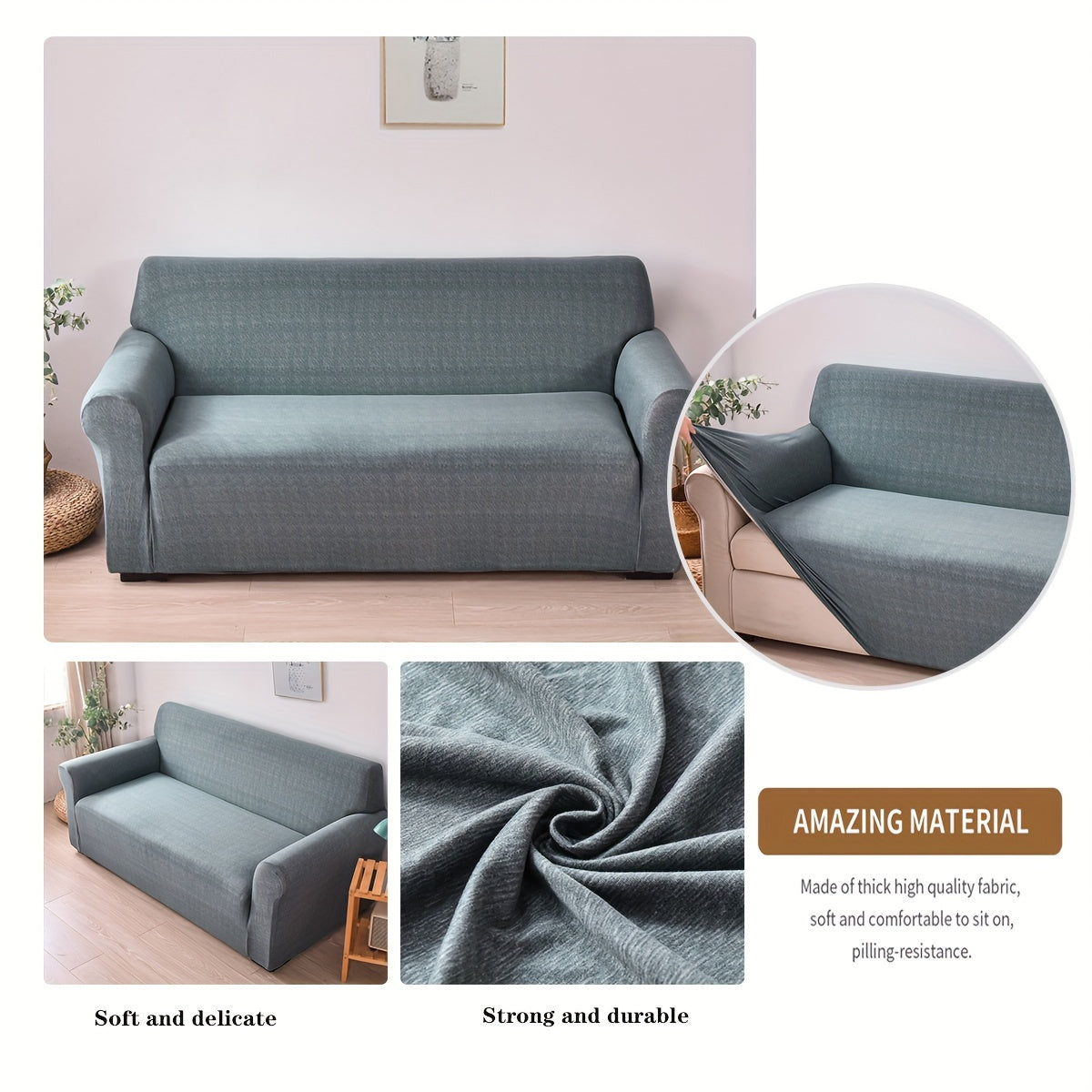 1-piece non-slip stretch sofa slipcover for universal use in bedrooms, offices, living rooms, and homes to protect furniture from dust.