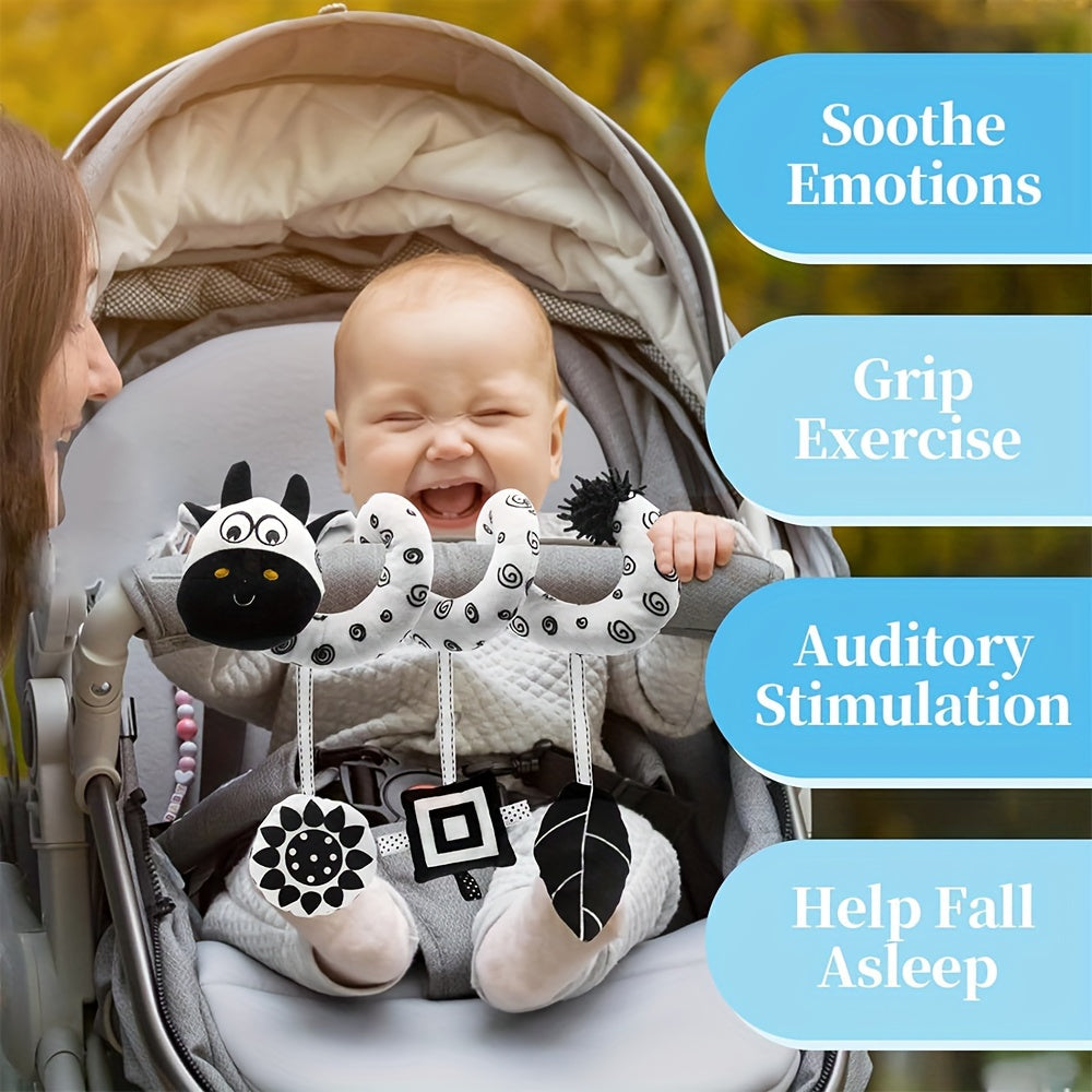 Experience the magic of USATDD Spiral Hanging Plush Toys for Baby Car Seats! These soft and high contrast activity animal educational toys are perfect for newborns, infant boys and girls ages 0-12 months. They make the perfect Christmas, Thanksgiving