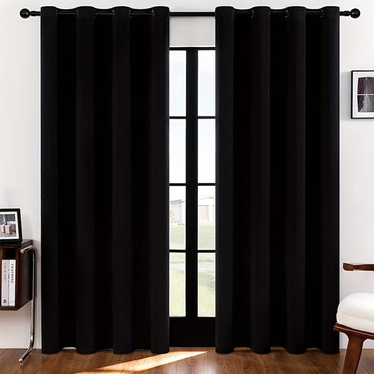 Modern Design Thick Blackout Curtain - Energy-Efficient, Light-Blocking, Grommet Top for Easy Hanging - Suitable for Living Room, Bedroom, Bay Window, Balcony - Made of Polyester, All-Season Use - Ideal for Living Room Décor