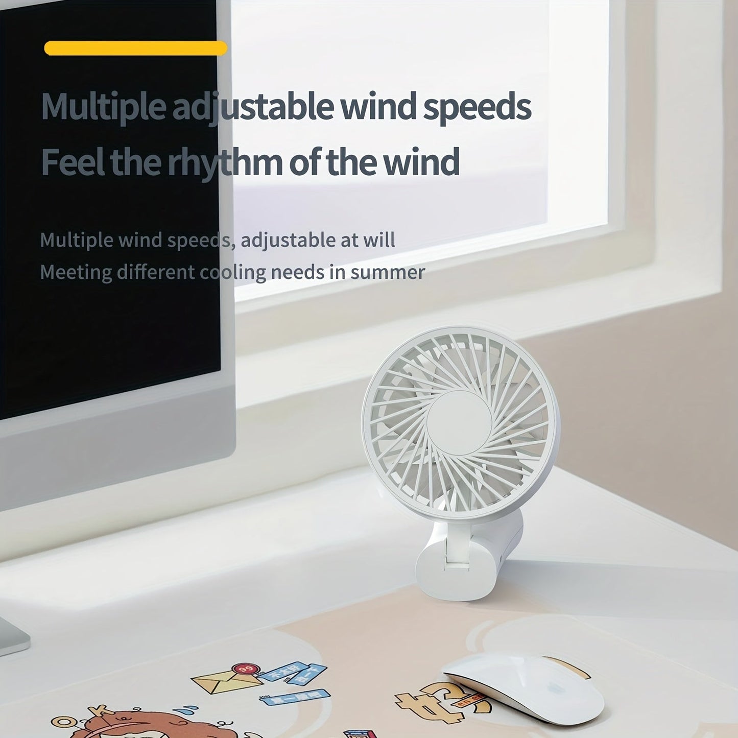 USB Rechargeable Portable Mini Fan with Smart Digital Display - Designed for Desk, Bedside, and Outdoor Use, Long-Lasting Battery, Strong Wind, Quiet Operation, Dual Stand/Handheld Design