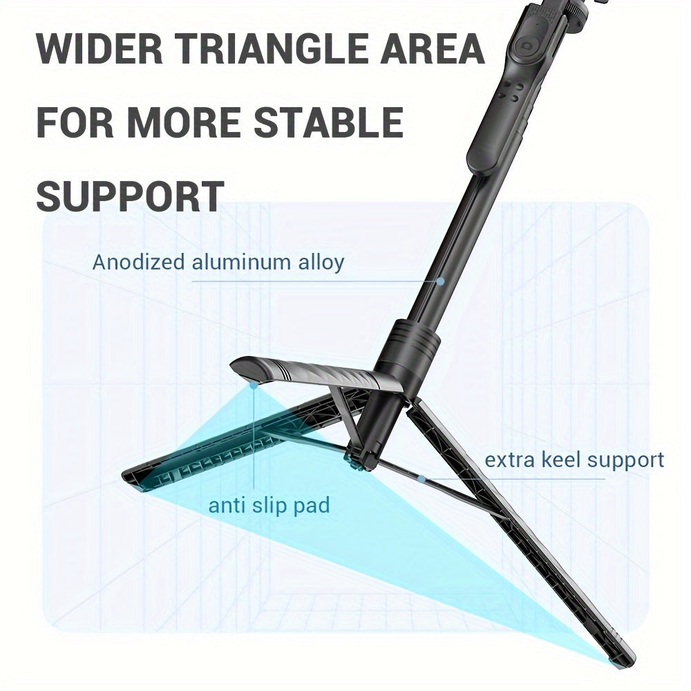 Smartphone selfie stick tripod for travel selfies and live streaming.