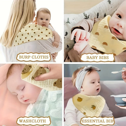 Set of 6 Bindi Monkey Children's Drool Bibs - Triangle Shaped Feeding Bibs with Cartoon Print, Soft and Skin-friendly, Suitable for Boys and Girls. Perfect Christmas or Halloween Gift!