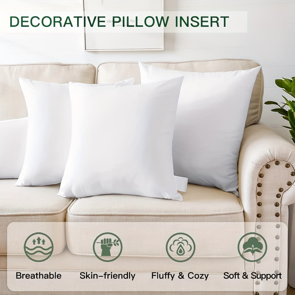 6 white 45.72 x 45.72 cm square pillow inserts, ideal for Christmas decor on couch, sofa, or bed.