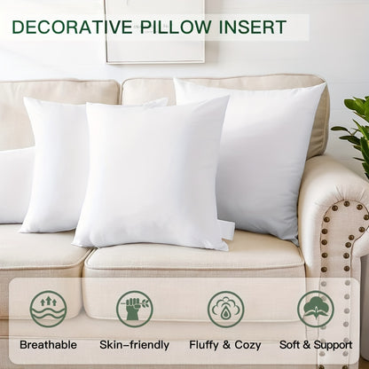 6 white 45.72 x 45.72 cm square pillow inserts, ideal for Christmas decor on couch, sofa, or bed.