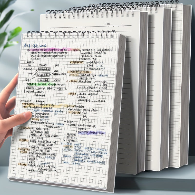 A5 Transparent Grid Coil Notebook ideal for high school students and office use.