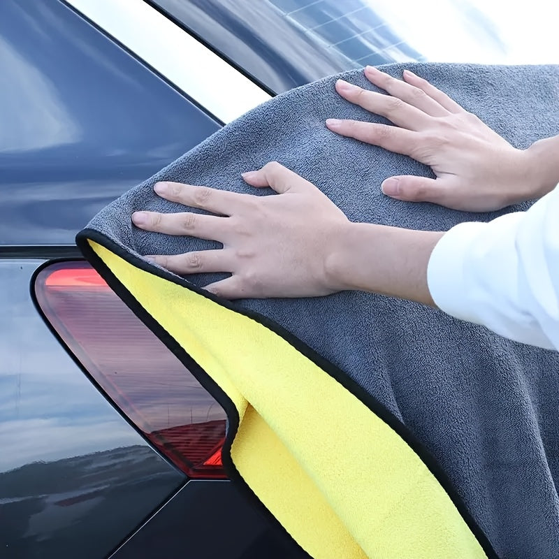 Extra large microfiber car cleaning towel with quick-dry, high absorbency for vehicle external care, no power needed.