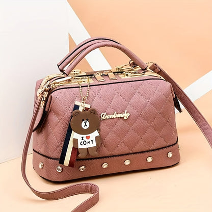 Small Xiangfeng Fashion Handbag with Rhombus Pattern, Single Shoulder Crossbody Bag