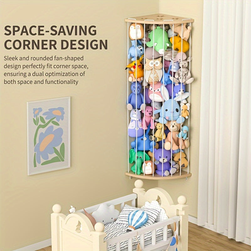 Compact Corner Stuffed Animal Holder: Adjustable Length, Unique Star Shape, Perfect for Game Room or Bedroom - Wall-Mounted