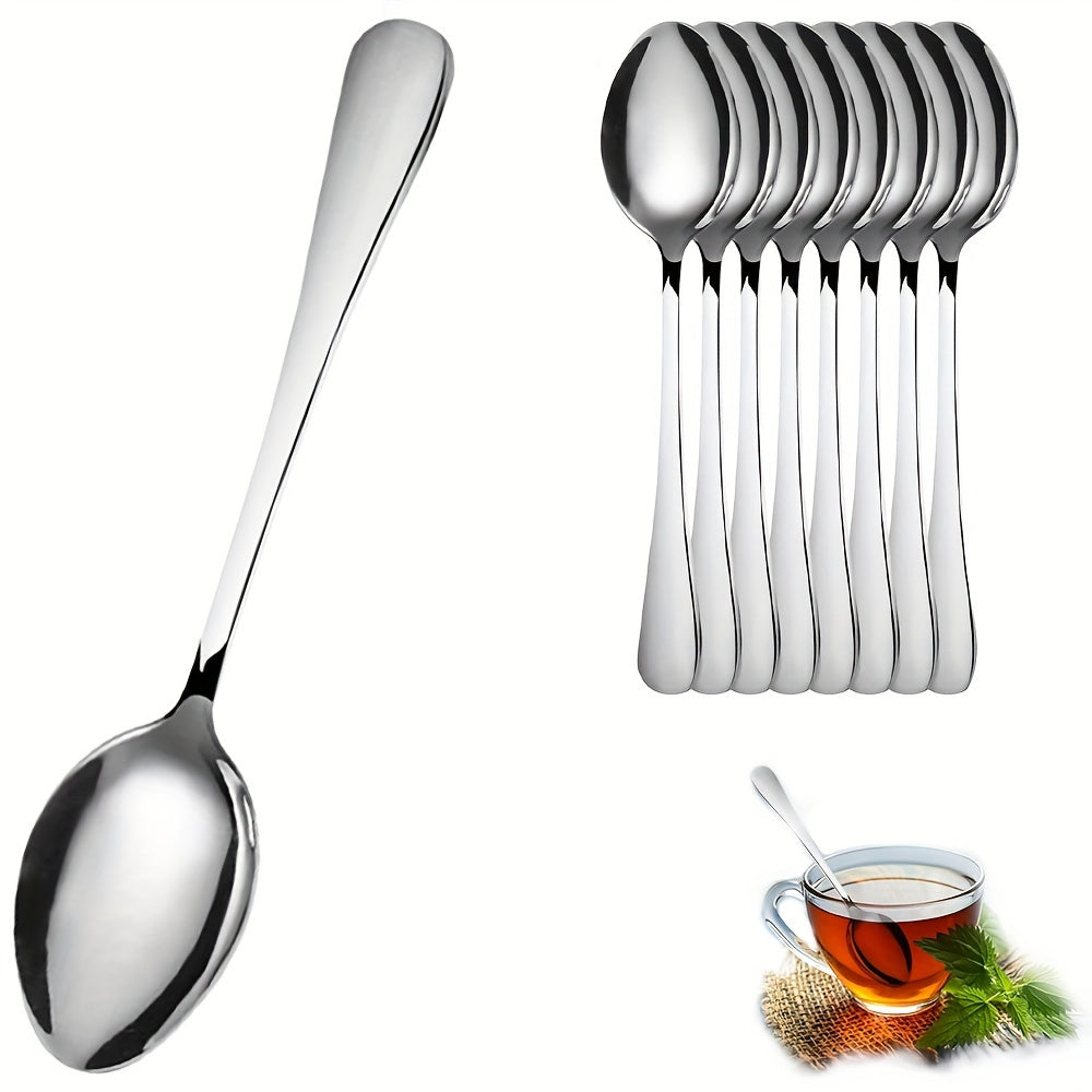 Set of 8 Stainless Steel Teaspoons - 5.39-inch Mini Coffee Spoons for Dessert, Ice Cream, Tea, Kitchen, Dining & Holiday Entertaining. Dishwasher Safe. Great for Christmas, Halloween, Easter, Hanukkah, and Thanksgiving.