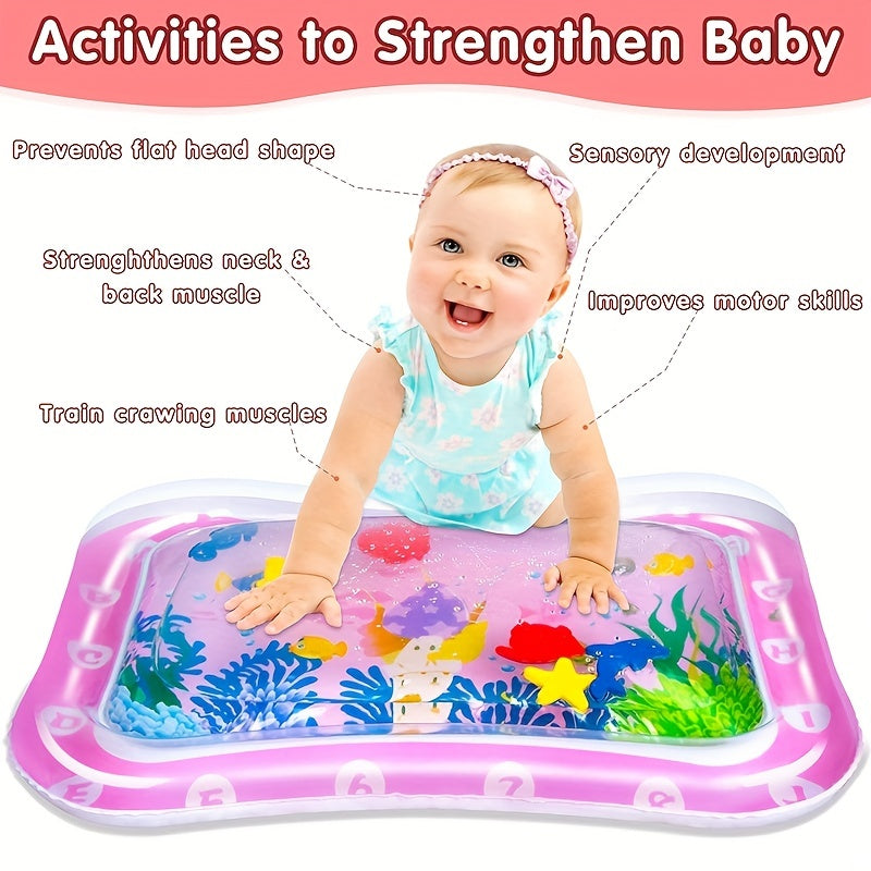 Elevate your baby's Tummy Time experience with our High-Quality Inflatable Mat - Promote Baby's Muscle Growth through Water Play - Convenient and Adorable Pink Toy for Babies and Toddlers (Ages 3-24 months) - Perfect Gift for Christmas, Halloween, or