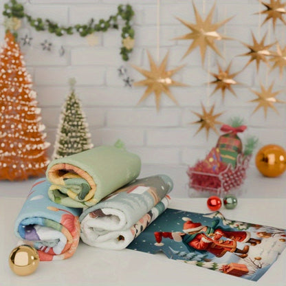 Set of 4 Winter Christmas Snowman and Snowflake Kitchen Towels - Size: 45.72*66.04cm - Perfect Christmas Gift or Decoration