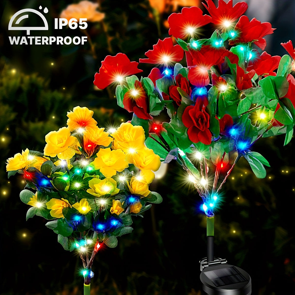 Solar flower lights magnify hydrangea and azalea for outdoor gardens and make a great Mother's Day gift.