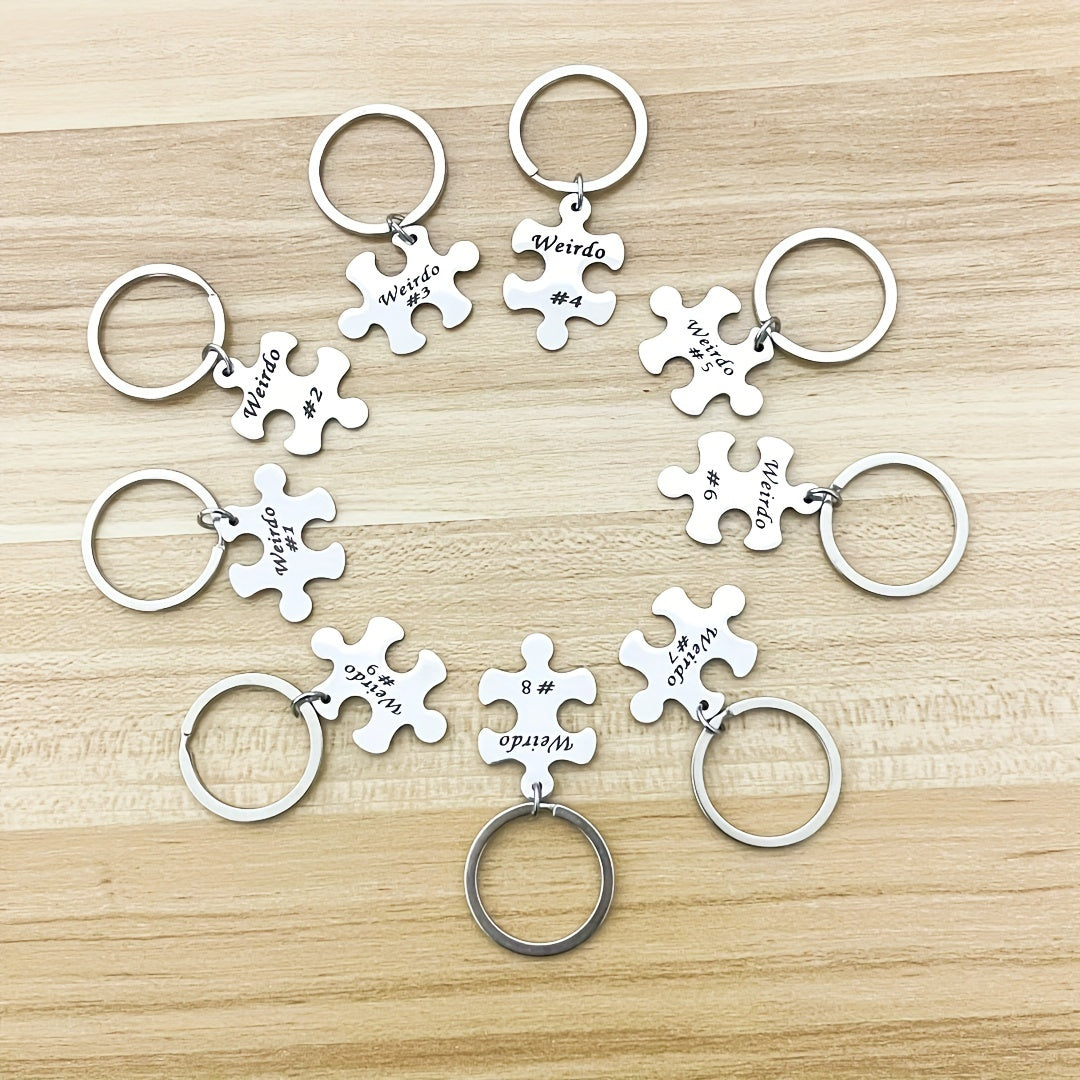 Set of 5, 6, 7, 8, 9, or 10 Engraved Best Friends Keychains - Made of Stainless Steel with Puzzle Design. Ideal for Graduation, Christmas, or any occasion to show appreciation to your BFFs or family. A symbol of enduring friendship that is suitable for