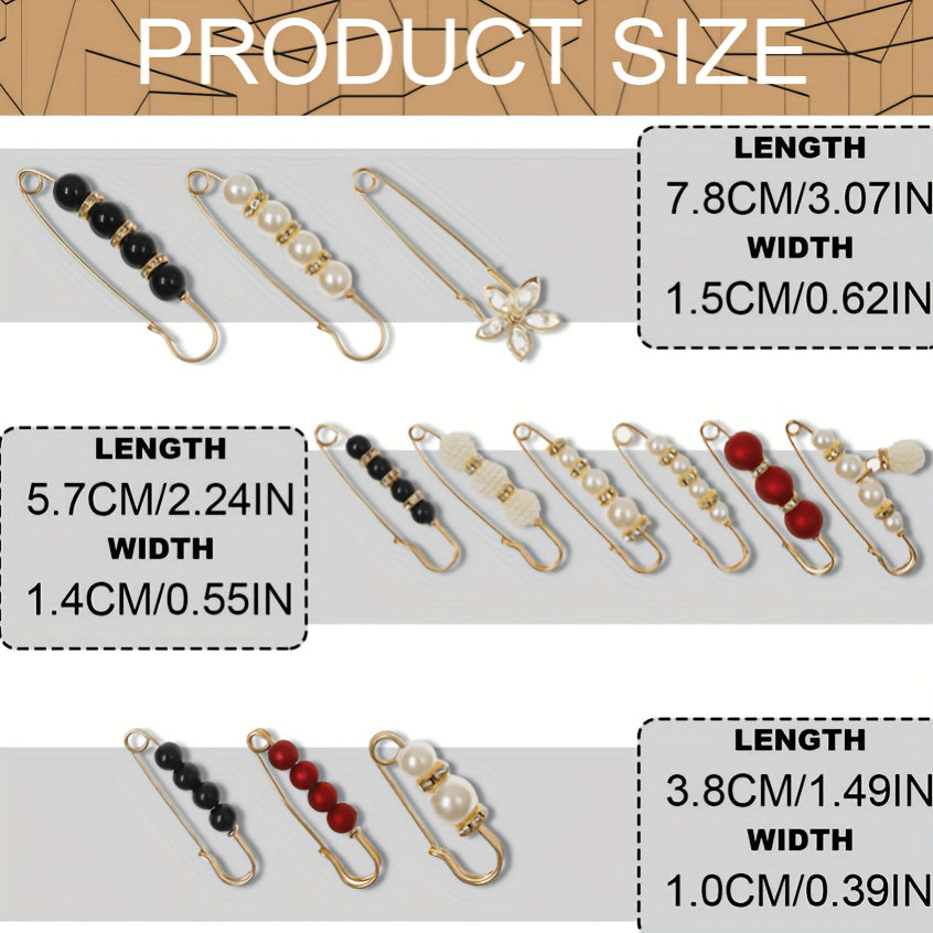 Adjustable anti-light buckle fixed clothes brooch waistband skirt clips featuring faux pearls for an elegant look. Available in 10 or 20 pieces.