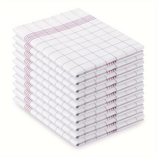 6/12pcs Plaid Dish Towel with Scouring Pad