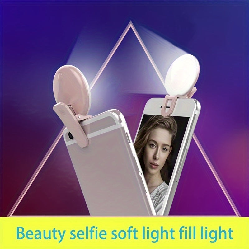 Clip-on professional LED ring light with 3 color modes for smartphone selfies, with warm and white light options.