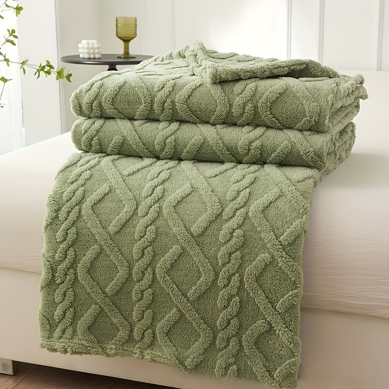 1pc Lamb Fleece Blanket - Luxuriously Soft with 3D Fashionable Design, Plush and Thick for Extra Warmth. Versatile Blanket for Bed, Couch, or Travel. Perfect for Keeping Cozy in any Setting.