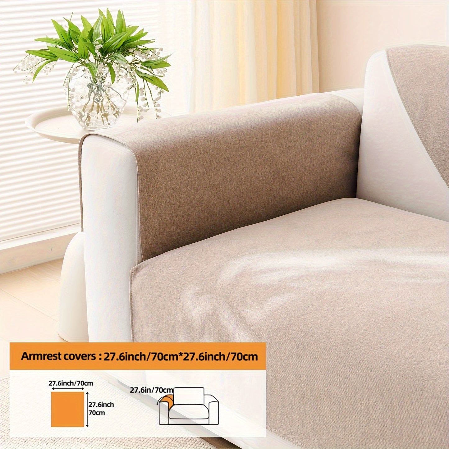 1pc Chenille Plain Sofa Cover, Universal Slipcover for All Seasons, includes Pillow Case and Backrest Pillow Cover. Protects sofa cushions, suitable for various rooms and home decor.