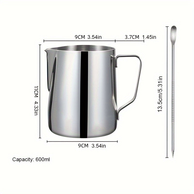 Upgrade your latte art game with our premium stainless steel milk jug. Made from thickened 304 stainless steel, this hand-pouring jug is perfect for coffee shops and kitchens. Available in silvery, white, or black, and in sizes of 350ml or 600ml.