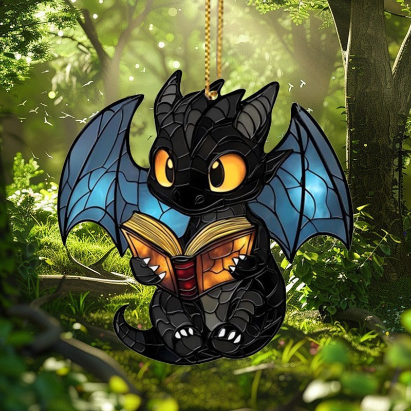 Acrylic Dragon Suncatcher - Transform your space with this Classic Style Fantasy Dragon Window Hanging! Perfect for book lovers, this versatile piece can be used as wall decor or a multipurpose art decoration. No electricity required.